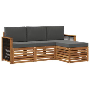 vidaXL Conjunto de Sof&aacute;s para Exterior 4 pcs Natural e Antracite