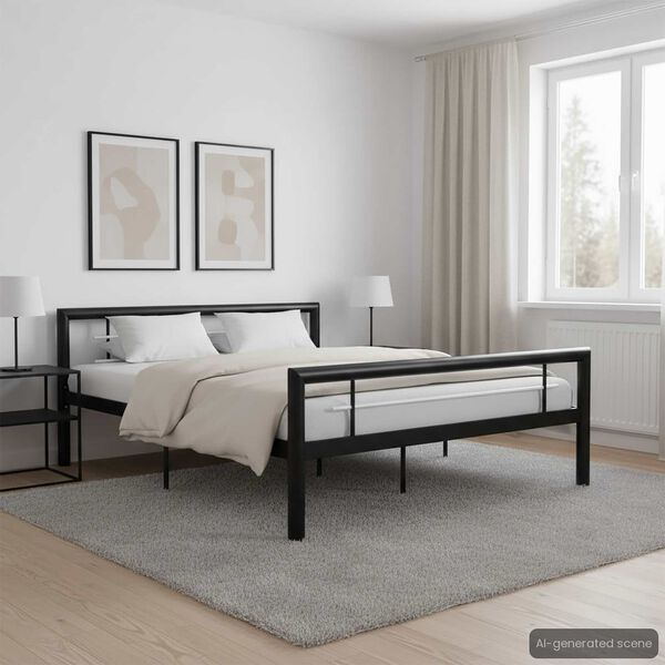 vidaXL Estrutura de cama 120x200 cm metal preto e branco