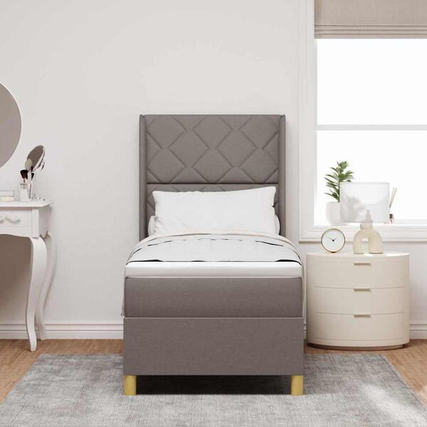 vidaXL Cama Box com colch&atilde;o Cinzento-acastanhado 80 x 200 cm tecido