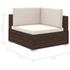 vidaXL Conjunto lounge jardim c/ almofadões 8 pcs vime PE castanho