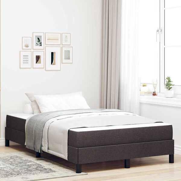 vidaXL Cama Box com colch&atilde;o Marrom Escuro 120 x 190 cm tecido