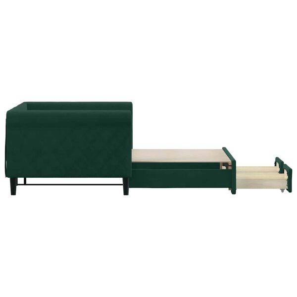vidaXL Sofá-cama c/ gavetão e gavetas 90x200 cm veludo verde-escuro