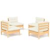 vidaXL 4 pcs conjunto lounge jardim c/ almofad&otilde;es cor creme pinho