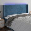 vidaXL Cabeceira cama c/ luzes LED veludo 183x16x118/128cm azul-escuro