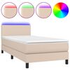 vidaXL Cama box spring c/ colch&atilde;o/LED 90x200cm couro artif. cappuccino