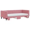 vidaXL Sofá-cama com gavetão e colchões 90x200 cm veludo rosa
