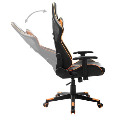 vidaXL Cadeira de gaming couro artificial preto e laranja
