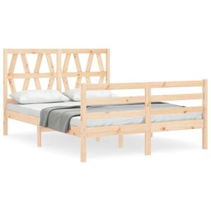 vidaXL Estrutura de cama com cabeceira 140x200 cm madeira maci&ccedil;a