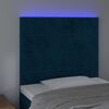 vidaXL Cabeceira cama c/ luzes LED veludo 90x5x118/128cm azul-escuro