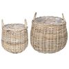 vidaXL Cesta de Plantas GENDT 2 unid. Cinza Natural Rattan Kubu