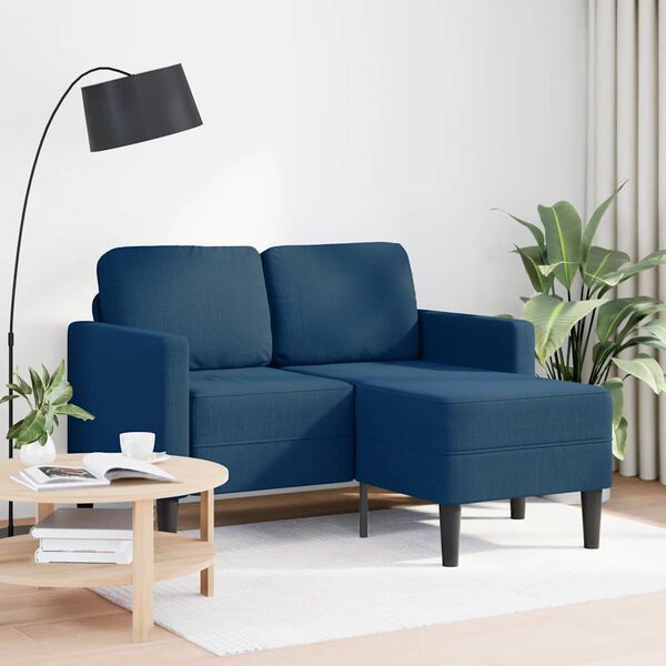 vidaXL Sof&aacute; 2 lugares com Chaise em L 125 cm tecido azul
