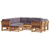 vidaXL 10pcs conjunto lounge jardim c/almofad&otilde;es madeira maci&ccedil;a ac&aacute;cia