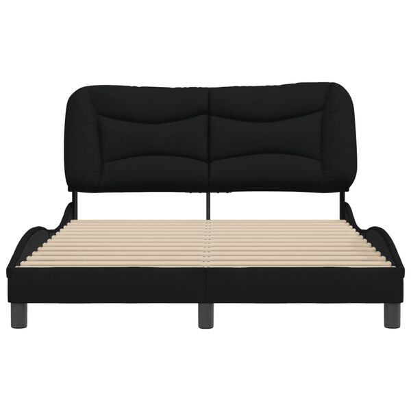 vidaXL Estrutura de cama sem colch&atilde;o Hvar 140x190 cm tecido preto