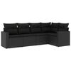 vidaXL 5 pcs conjunto sof&aacute;s de jardim com almofad&otilde;es vime PE preto