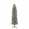 vidaXL &Aacute;rvore Slim de Natal Artificial Verde e Branco 180 cm