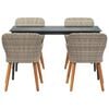 vidaXL Conjunto de Jantar para Jardim 5 pcs Cinzento-claro vime PE
