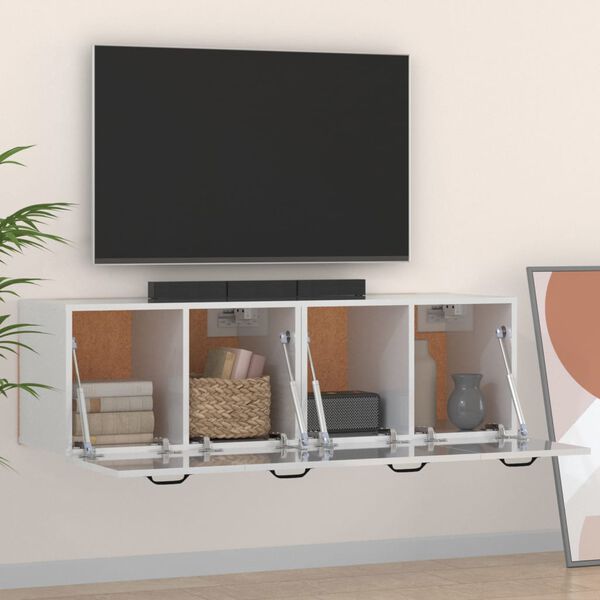 vidaXL Arm&aacute;rios parede 2pcs 80x36,5x35 cm madeira branco brilhante