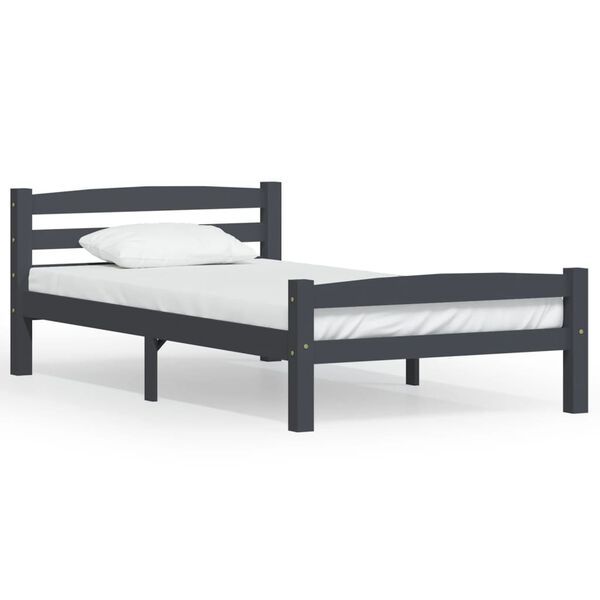 vidaXL Estrutura de cama 100x200 cm pinho maci&ccedil;o cinzento-escuro