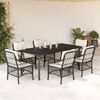 vidaXL 7 pcs conjunto de jantar p/ jardim c/ almofad&otilde;es vime PE preto