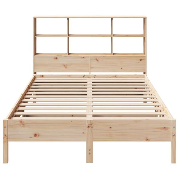 vidaXL Cama com estante sem colch&atilde;o 140x190 cm pinho maci&ccedil;o