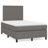 vidaXL Cama box spring c/ colch&atilde;o/LED 120x190cm couro artificial cinza