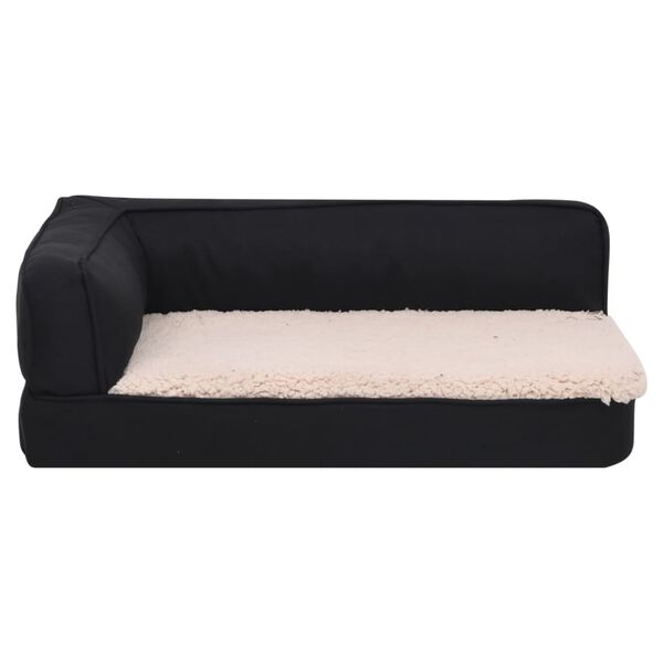 vidaXL Cama para c&atilde;es ergon&oacute;mica 60x42 cm aspeto linho pel&uacute;cia preto