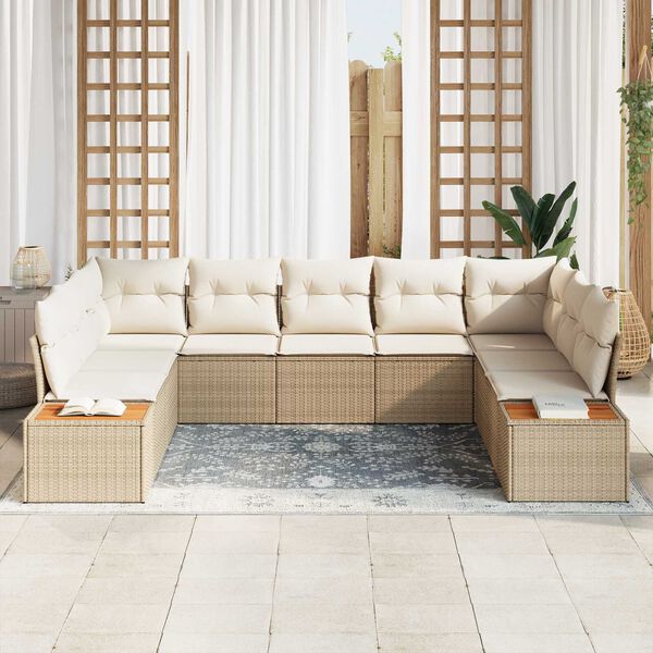 vidaXL Conjunto de Sof&aacute; de Jardim 5 pcs Bege e Creme Polirattan
