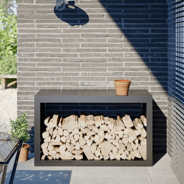 vidaXL Suporte para lenha 100x40x60 cm a&ccedil;o antracite