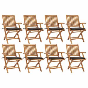 vidaXL Cadeiras de jardim dobr&aacute;veis c/ almofad&otilde;es 8 pcs teca maci&ccedil;a