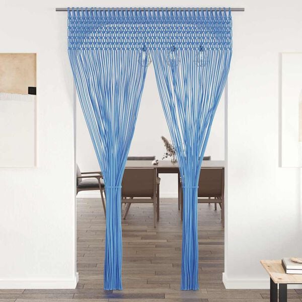 vidaXL Cortina macramé 140x240 cm algodão azul