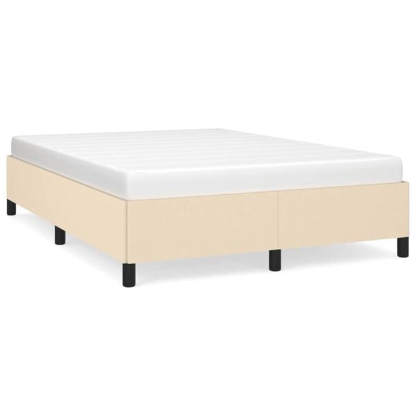 vidaXL Estrutura de cama sem colch&atilde;o 140x190 cm tecido cor creme