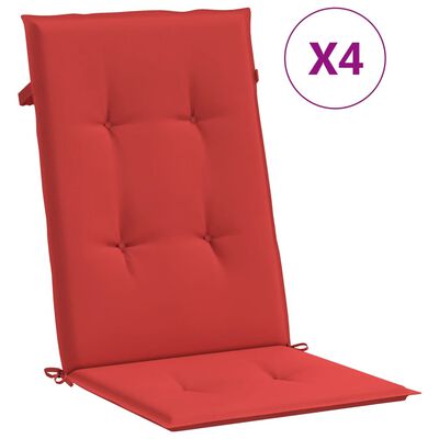 vidaXL Almofadões para cadeiras altas de jardim 4 pcs tecido vermelho