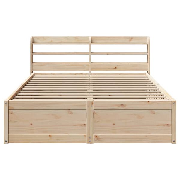 vidaXL Estrutura cama c/ cabeceira 140x190 cm pinho maci&ccedil;o