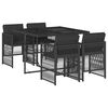 vidaXL 5 pcs conjunto de jantar p/ jardim c/ almofad&otilde;es vime PE preto