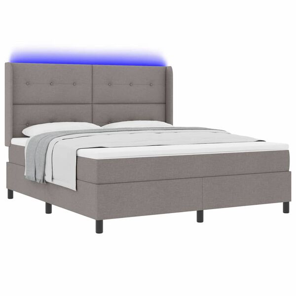 vidaXL Cama Box Spring LED Cinzento-acastanhado 180 x 200 cm tecido