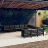 vidaXL 11 pcs conjunto lounge de jardim c/ almofad&otilde;es pinho preto