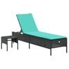 vidaXL Espregui&ccedil;adeira com mesa e almofada em rattan sint&eacute;tico preto