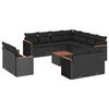 vidaXL 12 pcs conjunto de sof&aacute;s de jardim c/ almofad&otilde;es vime PE preto