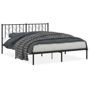 vidaXL Estrutura de cama com cabeceira 160x200 cm metal preto