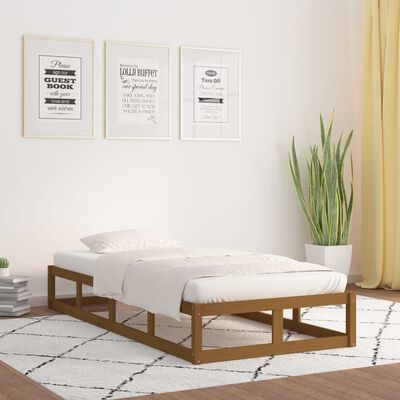 vidaXL Estrutura de cama solteiro 90x190cm madeira maciça castanho mel