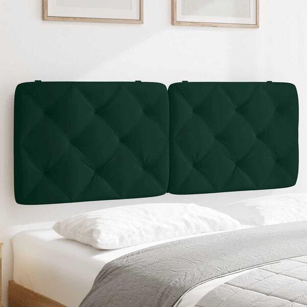 vidaXL Almofad&atilde;o de cabeceira 140 cm veludo verde-escuro