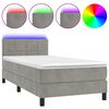 vidaXL Cama box spring c/ colch&atilde;o/LED 90x200 cm veludo cinzento-claro