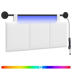 vidaXL Cabeceira suspensa Com luz LED Branco Tecido