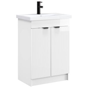 vidaXL Conjunto de M&oacute;veis para Banheiro Branco Brilhante
