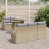 vidaXL Conjunto de Sof&aacute; de Jardim 6 pcs Bege Rattan Sint&eacute;tico