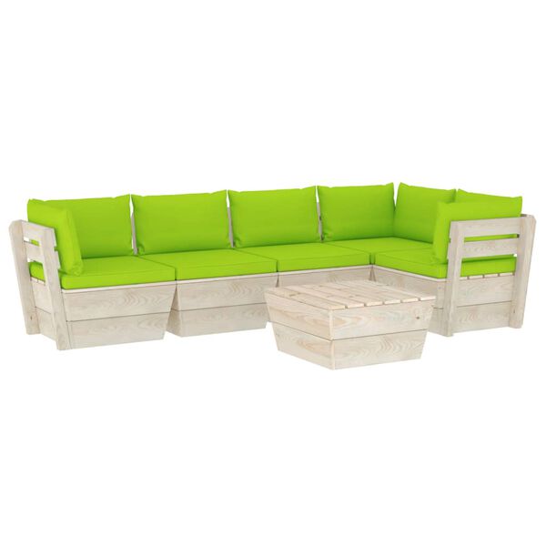 vidaXL 6 pcs conjunto lounge de paletes + almofad&otilde;es madeira de abeto