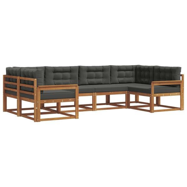 vidaXL Conjunto de Sof&aacute;s para Exterior 6 pcs Natural e Antracite