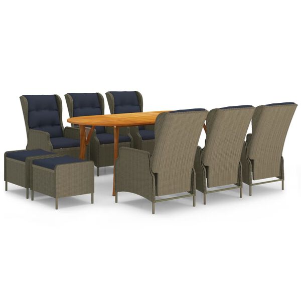 vidaXL 9 pcs conjunto de jantar para jardim castanho