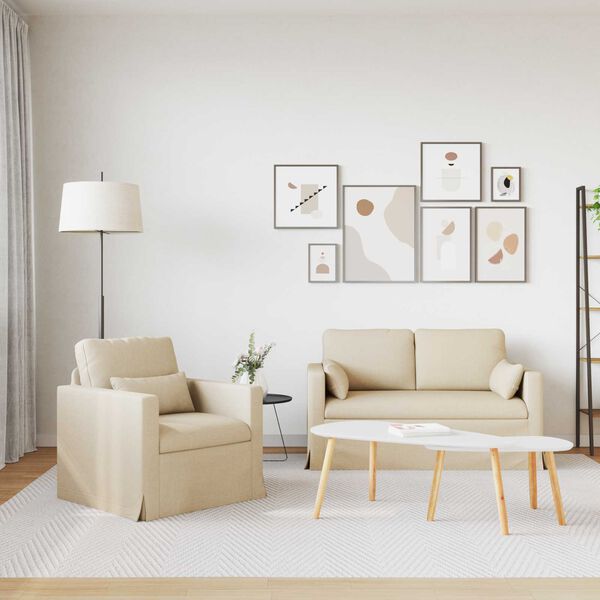 vidaXL Sof&aacute; 120cm 2 pcs Creme Metal