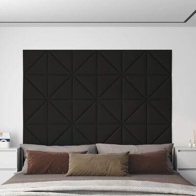 vidaXL Painel de parede 12 pcs 30x30 cm tecido 0,54 m² preto